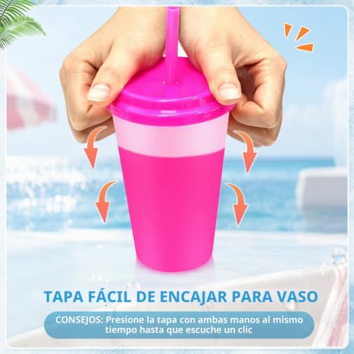 Miniatura 9 de Patinao 14 Vasos Con Pajita Y Tapa, 350 Ml, De Plástico Reutilizable, Para Niños, Vaso De Viaje
