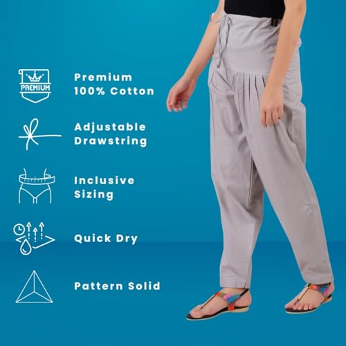 Image of Happy Bunny Salwar Pant - Modern Style Pure Cotton for Women - Ethnic Semi Patiala Trouser - Office,Home - All Day Comfort Wear with Drawstring