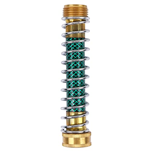 CABAX Garden Hose Kink Protector Coiled Spring Protector with Solid Brass Faucet Hoses Coupling Adapter Extension