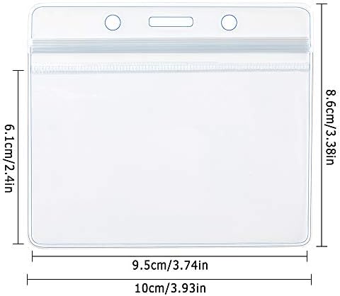 Dadabig 100 PCS Badge Holder, Plastic Horizontal Name Tag Clear Waterproof Plastic Badge ID Card Holders Plastic Card Holders for Multiple Cards