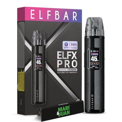 Elfbar Elfx Pro Kit mit Display 1200mAh Akku und Airflow Control inklusive Pods 0,6 Ohm und 0,8 Ohm USB C Kabel und Testpackung Longpapers von M&J (Black) Elfbar Elfx Pro Kit mit Display 1200mAh Akku und Airflow Control inklusive Pods 0,6 Ohm und 0,8 Ohm USB C Kabel und Testpackung Longpapers von M&J (Black)