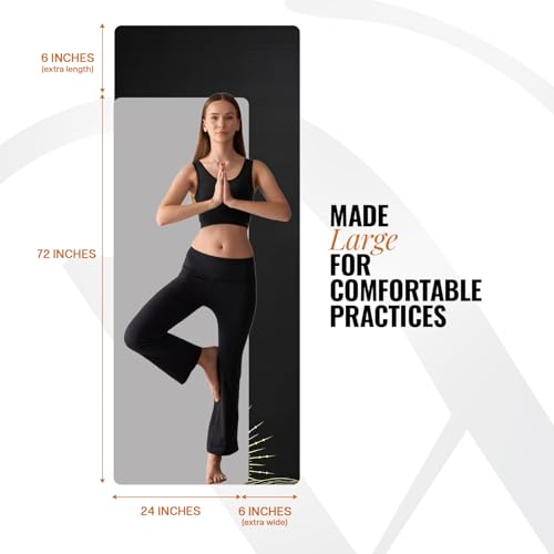 Image of WiseLife Grande XL 6 MM TPE Yoga Mat for Men & Women | Extra Thick, Long & Wide Premium Exercise Mat with Yoga Strap | Anti-Slip & Anti-Tear Ideal for Yoga, Pilates, Home Workouts & Gym Use (Black XL)