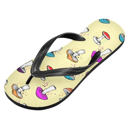 Mushroom Pale Yellow Flip Flops for Beach Thong Sandals Anti-slip Lightweight Flat Slippers for Travel Summer Outdoor2