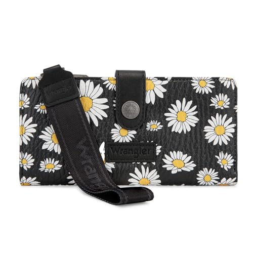Image of Montana West X Wrangler Wristlet Wallet for Women Daisy Floralt Clutch Womens Wallet Rfid Card Cases & Money Organizers with Smooth Zipper and ID Window