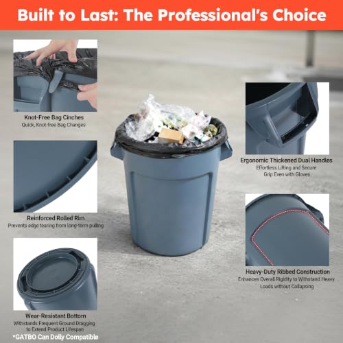 GATBO 20 Gallon Commercial Round Trash Can with Lid by GATBO - Used condition - Image 3