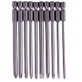 Rocaris 10pcs 1/4 Inch Hex Shank Long Magnetic Screwdriver Bits Set 4 in Power Tools (Slotted+Cross Head)