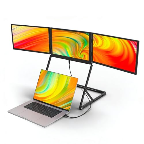 Image of VSDISPLAY 15.6'' Portable Triple Monitor for Laptop 3 Screens Quad Monitor | 1920x1080 IPS Laptop Screen Extender with Mini H /D /USB-C Interfaces,Compatible with Windows /Mac