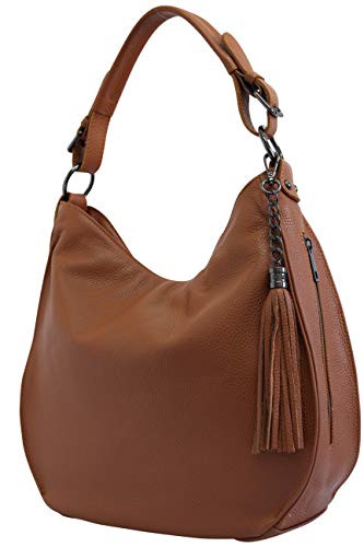 AmbraModa Bolso italiano para mujer bolso de hombro Hobo Bag de cuero genuino GL027