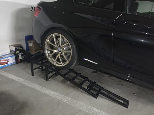 Foto von MajdTech 2X Auffahrrampen 4000 kg mit Verlängerungen | Schwerlast | Stahl Low‑Profile Anti‑Rutsch Rampen für Auto, SUV, 4x4, Transporter | 330 mm Höhe | Ideal für Ölwechsel & Werkstatt