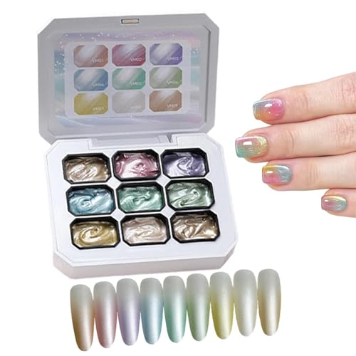 Paleta de gel de uñas de larga duración de 9 colores, paleta de gel de uñas Pat | para mujeres, niñas, salón, hogar, citas, boda, foto, día de San Valentín, cumpleaños