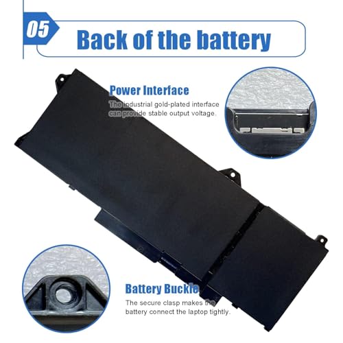 Image of GRT01 64Wh Laptop Battery Replacement for Dell Latitude 14 5421 5431 15 5521 5531 Precision 3470 3561 3571 Alienware m17 R5 AMD Series R05P0 00P3TJ 0P3TJ VXD57 05RGW 15.2V 4-Cell