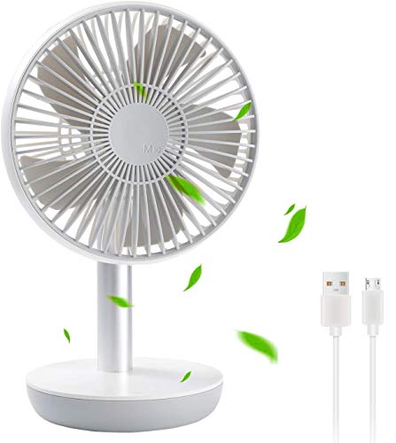 Tischventilator 17cm | Kleiner USB Ventilator Ultra Leise Tisch Lüfter mit 4-Leistungsstufen | Neigungswinkel ca. 45° | Luftzirkulator für den