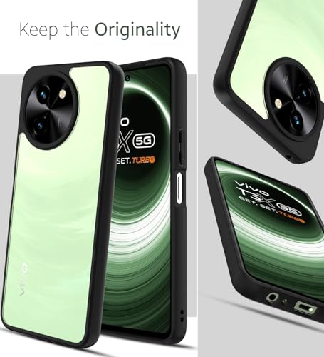 Image of KAPAVER Hybrid Series Back Cover Case Compatible with Vivo T3x (PC+TPU) (Black)