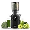Extracteur de Jus, Fretta Extracteur de Jus de Fruits et Légumes Entiers, Grande Ouverture de 108mm Slow Juicer, 1L Capacité, Pression à Froid, Facile à Nettoyer, Sans BPA, 200W(Noir)