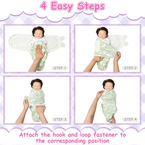 Image of Ramede 6-Pack Preemie Baby Swaddle Blankets with Hats, Breathable 100% Cotton Baby Swaddles, Suitable for Preemie Babies and Newborns, Soft Cotton, Adjustable(Flower,Pink and Green)
