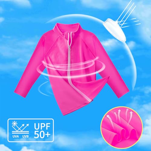 Rash Guard for Boys Long Sleeve Zipper Swim Shirt UPF 50+ Toddler Sun Water Suit2