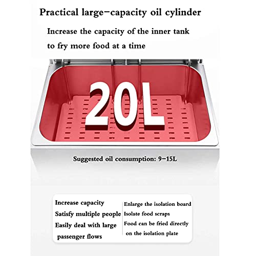 Fritteuse 20L Fritteuse Gewerbe 3000wx2 Edelstahl Fritteuse 60°c-200°c Temperatur Geeignet Für Gebratene Hähnchenflügel… – Bild 3