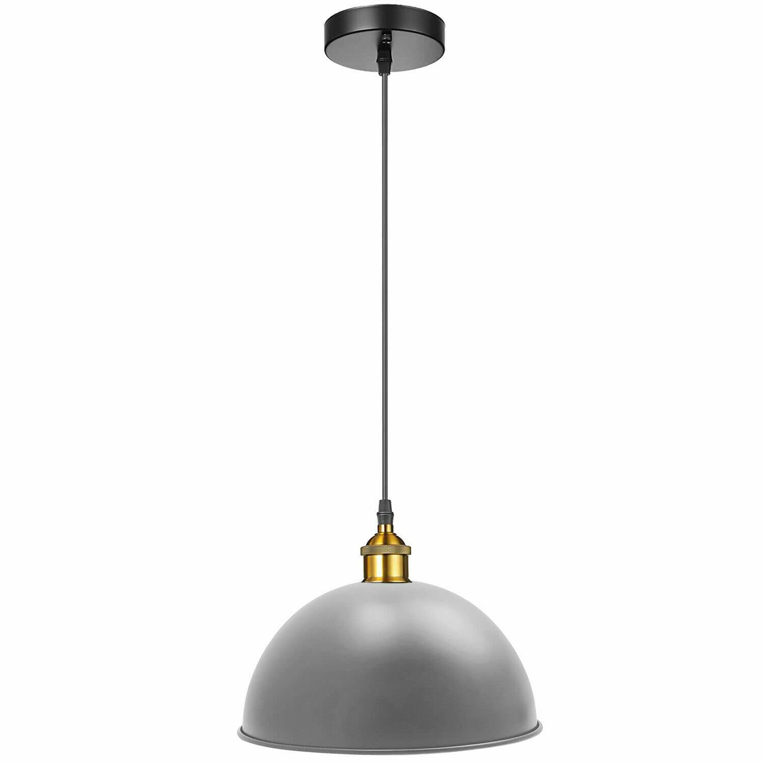 LEDSone Retro Vintage Ceiling Hanging E27 Lamp Holder 40cm Metal Pendant Lampshades Lights Fixtures for Kitchen Island Living Room Restaurant Dining Room Cafe (Grey) โ image 1
