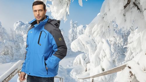 Image of QPNGRP Mens Waterproof Fleece Ski Jacket Windproof Winter Snow Coat