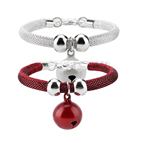 猫用首輪 ペット首輪 鈴付き 子犬首輪 安全 軽量ペット用品 鈴付き 安全 猫 首輪 サイズ調節可能 首や被毛に負担がかからない (ホワイト+レッド)