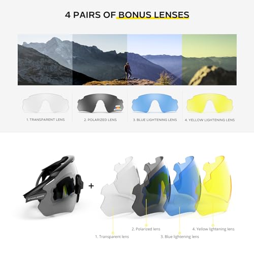 Image of Cycling Glasses, TR90 Unbreakable Frame Polarized Anti-UV400 Sports Sunglasses