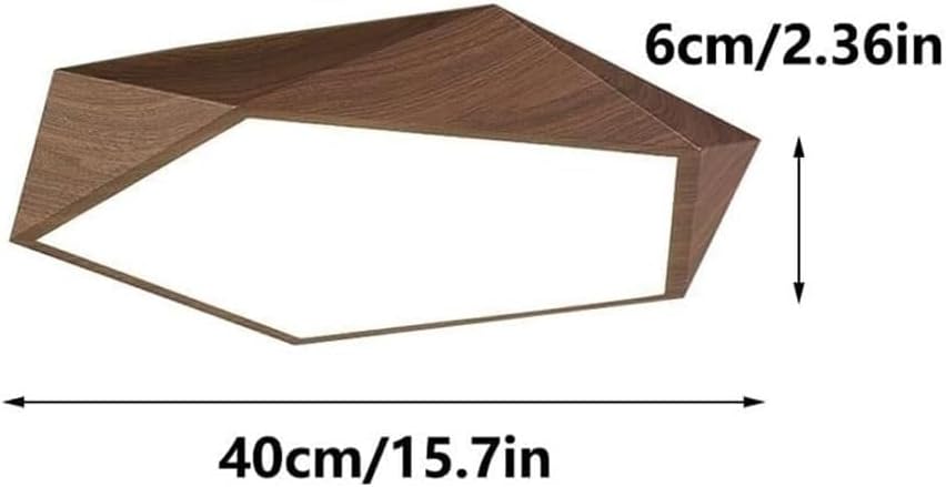 Iron Ceiling Light,3-color Dimming Ceiling Lamp Flush Mount LED Ceiling Light Fixture Polygon Geometric Design for Bedroom Office Stairs Hotel Living Room Kitchen Lighting(15.7in)