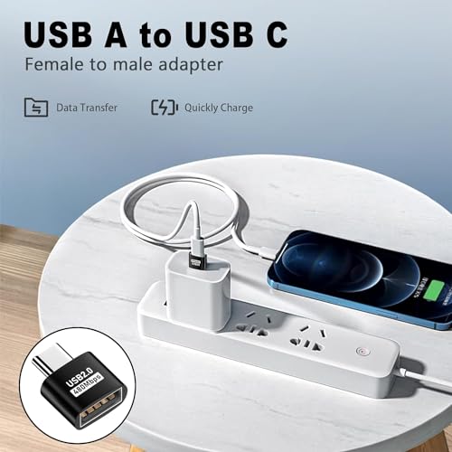 Image of ETZIN USB C to USB 2.0 Adapter (2 Pack), USB Type-C to USB Female Adapter OTG for MacBook Pro 2021, MacBook Air 2020, iPad Pro 2021, More Type-C Devices (EPL-1293CC)