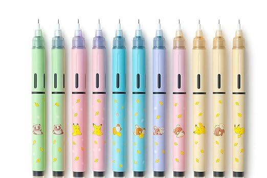 Image of Figo Moow Liquid Roller Pen Pack of 10 with Free Light Up Bracelet | 0.6mm Fine Tip Black Ink Pens | Smooth Writing Quick Dry Roller Pens for School, Office, College, Journaling