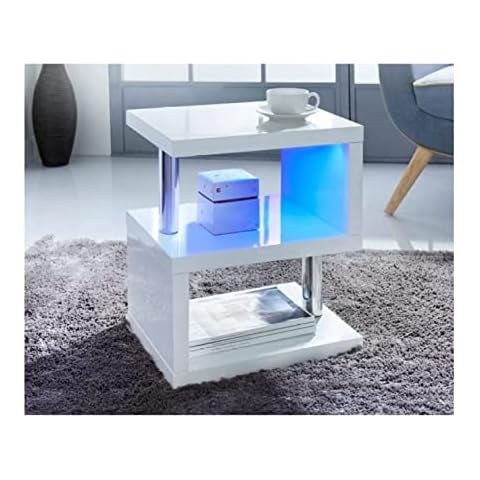 spot on dealz® High Gloss 2 Tier Coffee Table with LED Light Cover