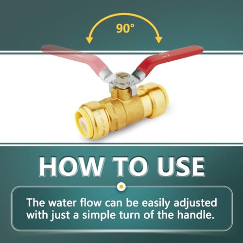 Niikappu 3/4" Ball Valves, 2 Pack Push Fit Shut Off Valves With Disconnect Clip Tools, 1/4 Turn Red Brass Full Port Shut Off Ball Valve for Hot and Cold Water, NSF/ANSI 61 Certified by Niikappu - Used condition - Image 3