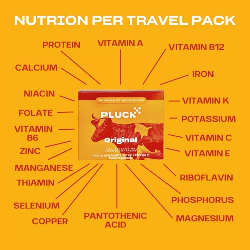 Pluck All-Purpose Organ Meat Blend Seasoning Travel Pack | From Grass-Fed & Grass-Finished Pastured Beef Organs with Redmond Real Sea Salt | 7 Packets, 14 Servings