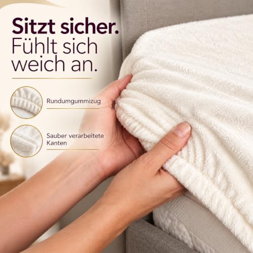 Kuscheli® - warme Spannbettlaken aus Cashmere-Touch Stoff - Verschiedene Größen und Farben - Bettlaken Jersey Fleece Biber Spannbetttuch… – Ansicht 4