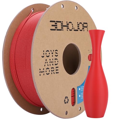 Image of 3DHoJor Matte PLA Filament 1.75mm, Upgrade 1kg Cardboard Spool PLA Filament 1.75 PLA 3D Printing Filament, Print with Most 3D Printers 3D Filament-Fire Engine red