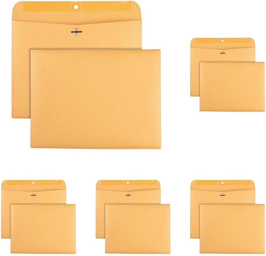 Quality Park 9 x 12 Clasp Envelopes, Deeply Gummed Flaps for Permanent Secure Seal, Great for Filing, Storing or Organizing Documents, 28 lb. Brown Kraft, Open Side, 100/Box (QUA38090)