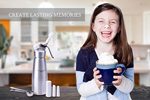 Professional Whipped Cream Dispenser 1 Pint Aluminum Cream Whipper, Durable Stainless Steel Coffee Spoon, 3 Decorating Nozzles, Charger Holder And Cleaning Brush (N2O Cartridge Not Included) #TOP6