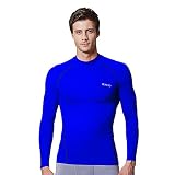 EXIO Mens Mock Compression Baselayer Top Cool Dry Long-Sleeve Shirt EX-T02 (XX-Large, EXT02-BLL)