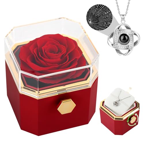 FAYODO Ewige Rose mit Halskette Geschenkbox