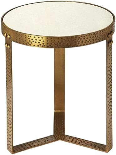 Butler Specialty 18" Round Marble Top Accent End Table in White