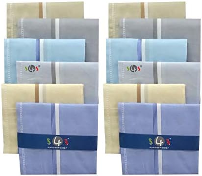 S4S Men's 100% Cotton Essential Handkerchiefs/Hankies for Men