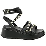 Produit 100 % original Tosca Blu Sandale à talon modèle Blenda noir avec clous or - SS2103S048 C99 - Taille - Noir - Noir , 41 EU EU