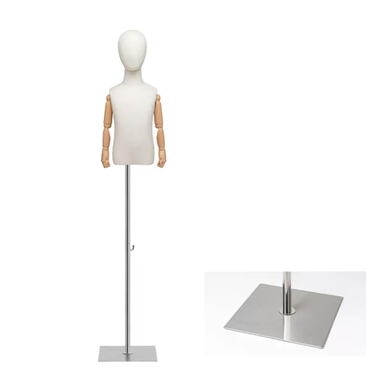Buste de couture pour enfants vêtement de vitrine argenté taille 2 ans