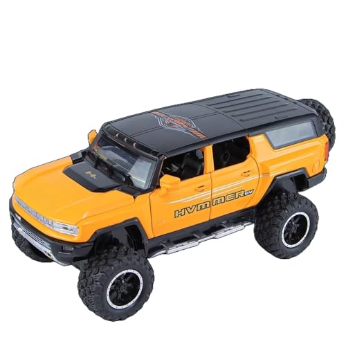 Image of 1:24 Big Hummer EV Off-Road Toy Car Metal Pull Back Diecast Car with Openable Door and Sound Light, Gifts Toys for Kids【 Yellow 】