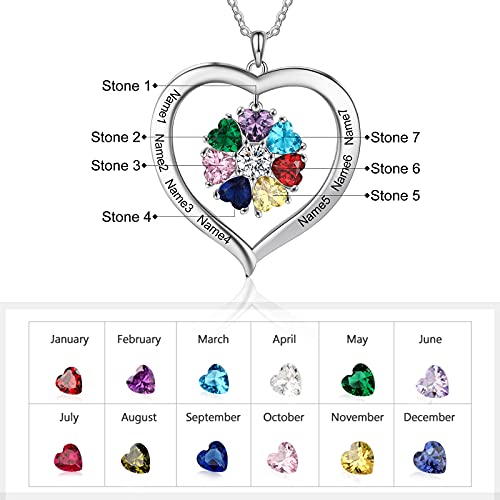 Personalized Names Forever Love Heart Women Necklace with 1-8 Simulated Birthstone Pendant Necklaces for Grandma Family Promise Jewelry Birthday Gift for Her Mom Wife2
