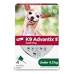 K9 Advantix II Flea and Tick Treatment for Small Dogs weighing less than 4.5 kg (less than 10 lbs.)-4 doses