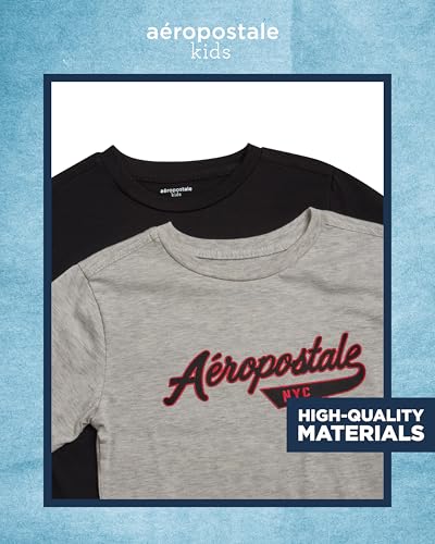 Image of AEROPOSTALE Boys Athletic Shorts Set - 3 Piece Performance Short Sleeve Graphic Boys T Shirts & Fleece Shorts (Size: 8-12)