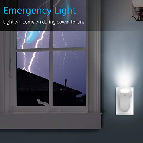 Ge 3-In-1 Led Power Failure Night Light, Emergency Flashlight, Plug-In, Rechargeable, Light Sensing, Auto On/Off, Foldable Plug, Soft White, Hurricane, Storm, Tornado, Glossy White Finish, 11281 #TOP2