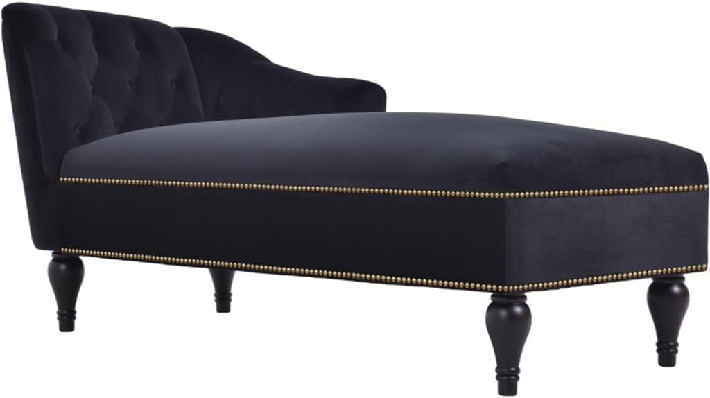 Sleeper Sofa 58" Velvet Chaise Lounge,Button Tufted Right Arm Facing Lounge Chair with Nailhead Trim & Solid Wood Legs