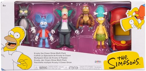 The Simpsons - JAKKS Pacific - Pack de 2 Figurines Articulées Krusty Le Clown et Accessoires - Taille 6,5 cm - Licence Officielle de la Série TV - Jouet de...