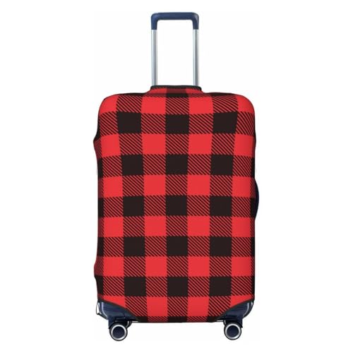 VOSERY Travel Luggage Cover - black red buffalo plaid Checkered Washable Suitcase Covers Protector Fits 18-32 Inch Luggage
