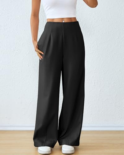 Bsubseach Wide Leg Pants Woman High Waisted Work Business Casual Trousers Dress Palazzo Pants Women Slacks with Pockets2